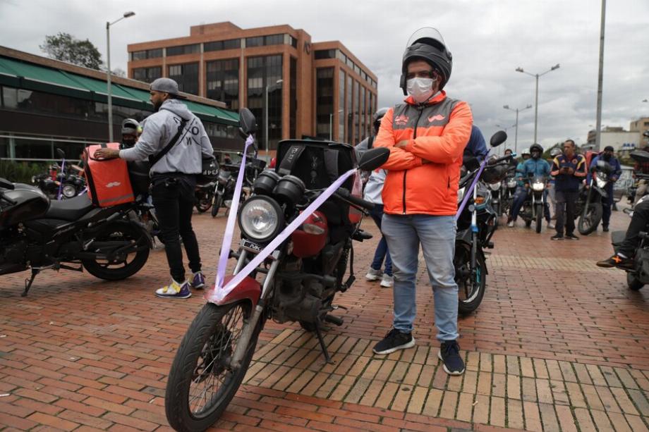 Rappi proteste pour exiger que les accords avec les travailleurs soient respectés. (Colprensa - Álvaro Tavera)