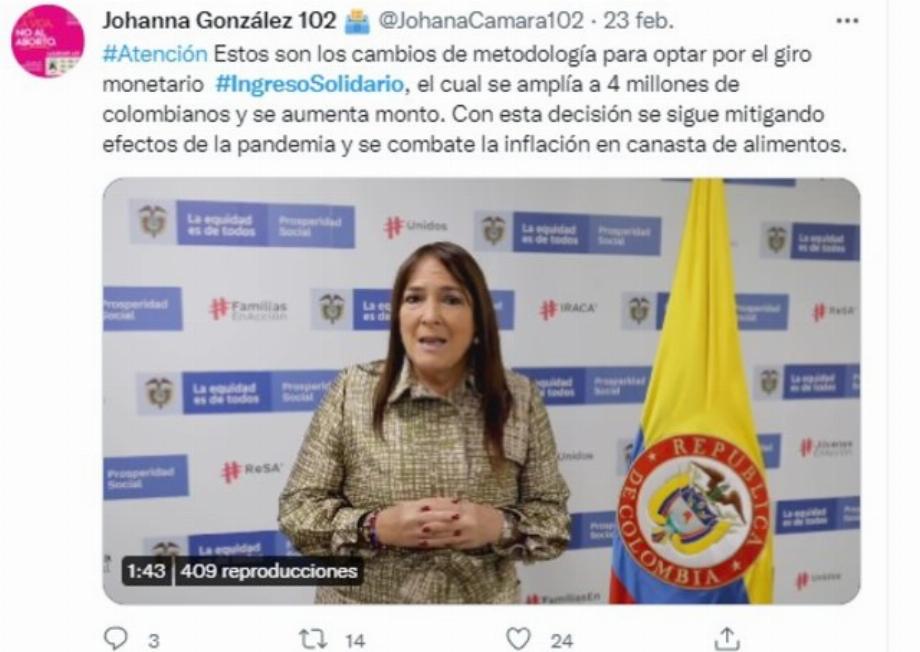 La candidate l'a enregistré sur ses réseaux sociaux Photo : Twitter @JohanaCamara102