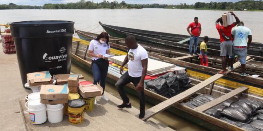 Les matériaux livrés par l'Unité des victimes arrivent dans la municipalité d'Anorí, la quatrième municipalité d'Antioquia avec le plus d'accidents de mines antipersonnel.