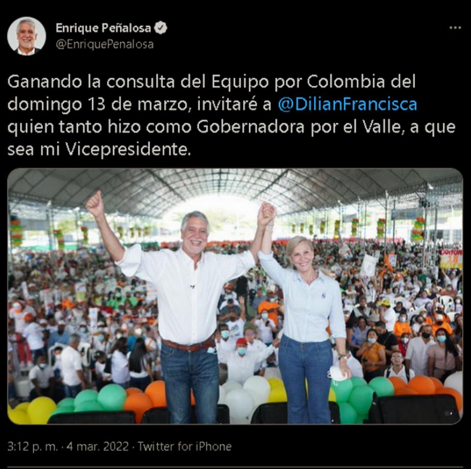 Dilian Francisca, qui a d'abord aspiré à la présidence, accompagnera désormais Peñalosa.