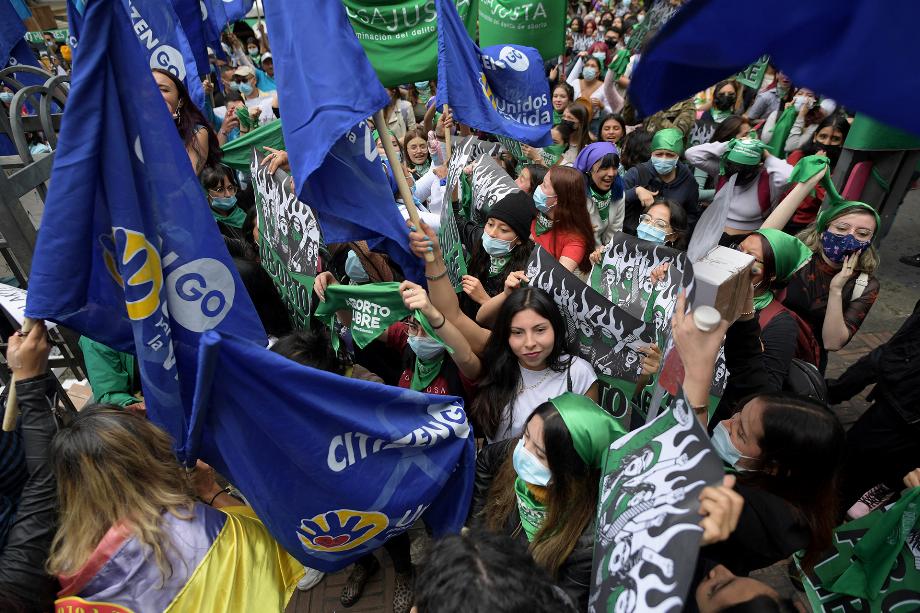 Réactions après la dépénalisation de l'avortement jusqu'à la semaine 24 par la Cour suprême de Bogotá. 21 février 2022. (Photo de Raul ARBOLEDA / AFP)