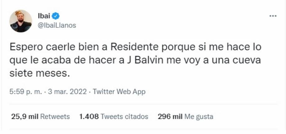 La réponse d'Ibai après la tiraera de Residente à J Balvin
