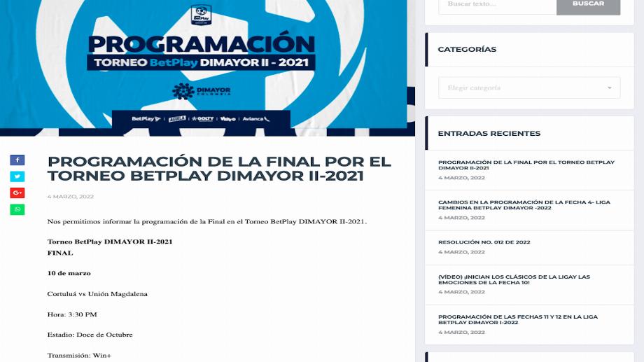 Programmation de la grande finale du Tournoi BetPlay 2021