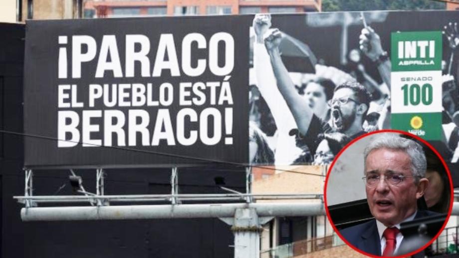 La colère d'Álvaro Uribe contre la clôture Inti Asprilla qui dit « paraco ». Photos : Twitter et Colprensa.